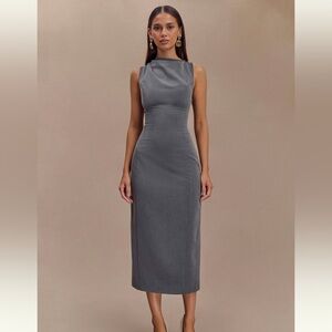 MESHKI- Elegant Gray Sleeveless Dress
